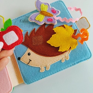 Felt Quiet Book &quot;Cute Animals&quot; - clamshell book for kids that helps to learn colours, develop logical thinking and more. Montessori toys