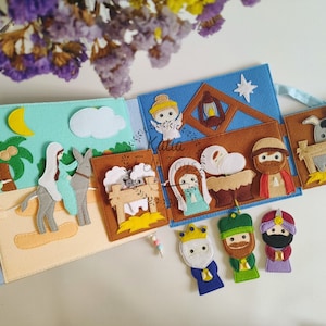 BIBLE STORIES Quiet book, Felt NATIVITY Playset, Church Kids Activities, Bible Gift for Kids, Toddler Busy Book, Nativity Quiet Book