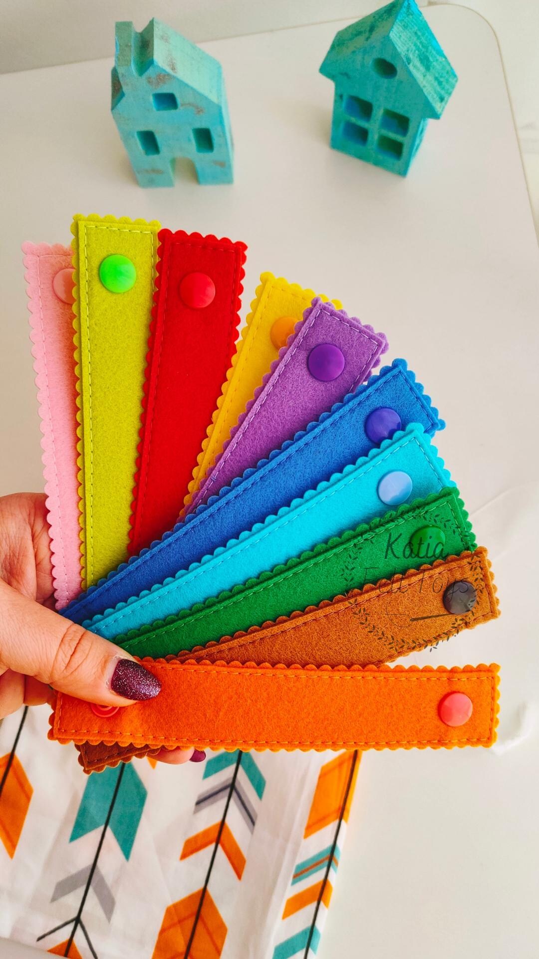 Rainbow Felt Snap Chain, Montessori Toys, Montessori Buttoning, Snap ...