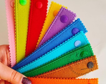 Rainbow Felt Snap Chain, Montessori Toys, Montessori buttoning, Snap buttoning game, Fine motor skill bundle, Preschool curriculum
