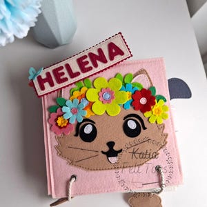 Felt Quiet Book &quot;Flower Cat&quot;, Toddler Sensory Quiet Book, Felt Busy book, Montessori toys, Educational book, Baby quiet book, Sensory board