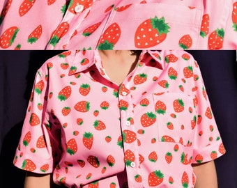 Strawberry Hearts Button Up