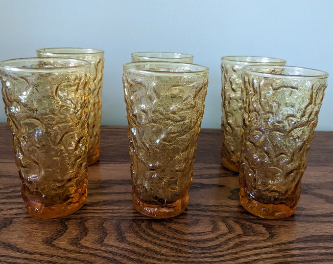 Vintage Anchor Hocking Yellow Lido Milano Glasses set of 6 Etsy