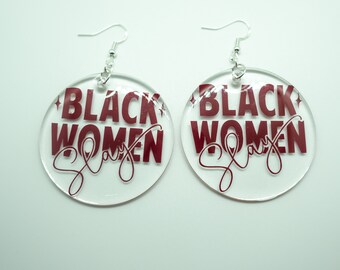 Pendiente acrílico "Black Women Slay" hecho a mano