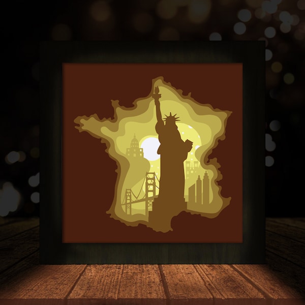 New york, America SVG, 3D Paper Cut Light Box Template, SVG Digital Download, Shadow Box SVG Digital Download Files, For Cricut,