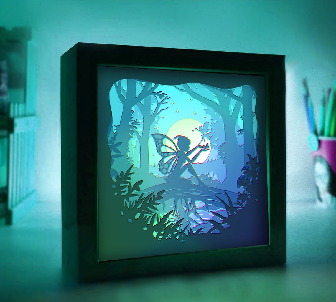 Fairy Moon Shadow Box Lightbox SVG Paper Cut Shadow Box Etsy