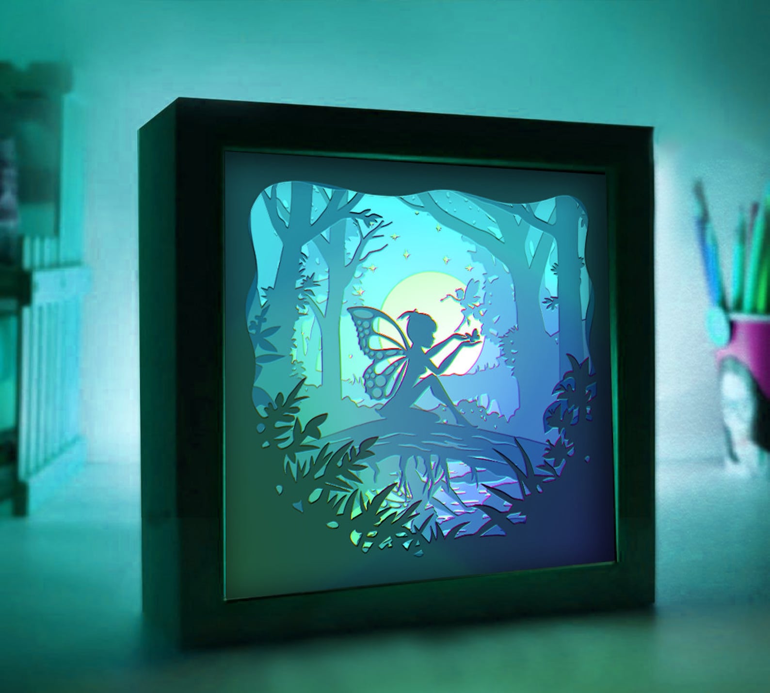 Fairy Moon Shadow Box Lightbox SVG Paper Cut Shadow Box Etsy