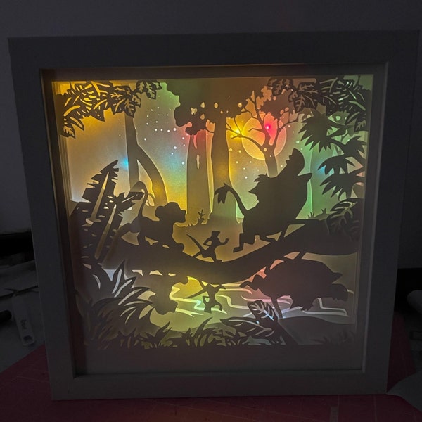 Lion King - Square 3D Paper Cut Template Light Box SVG Digital Download Files, Shadow Box, SVG Digital Download, layer svg, Cricut files