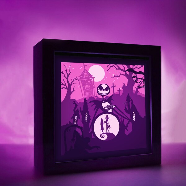 Nightmare Before Christmas, Halloween, 3D Paper Cut Light Box Template, SVG Digital Download, Shadow Box SVG Digital Download, For Cricut Nightmare Before Christmas, Halloween, 3D Paper Cut Light Box Template, SVG Digital Download, Shadow Box SVG Digital Download, For Cricut