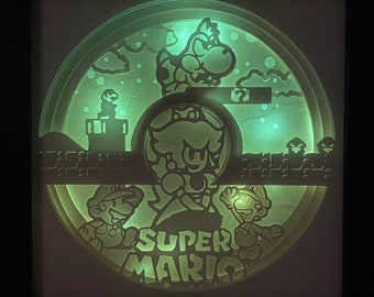 Super Mario, Mario 3D Paper Cut Light Box Template, Luigi svg, Shadow box svg, Layer svg, Cricut Digital files light box svg,