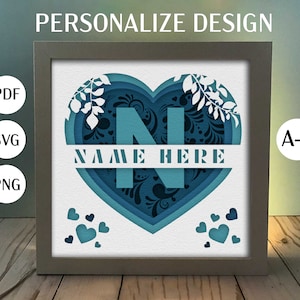 3D Monogramm A-Z Schatten Box, Name, Alphabet Familienname SVG, Familie Zeichen, Housewarming Geschenk, Dateien für Cricut Einfache Anleitung