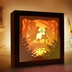 Fairy Moon Shadow Box, Lightbox SVG Paper Cut Shadow Box, Shadowbox card Cricut, Silhouette files, Digital File, Fairy Wings