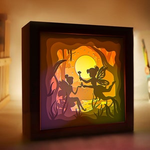 Fairy Moon Shadow Box SVG: Paper Cut Lightbox Template (Digital File)