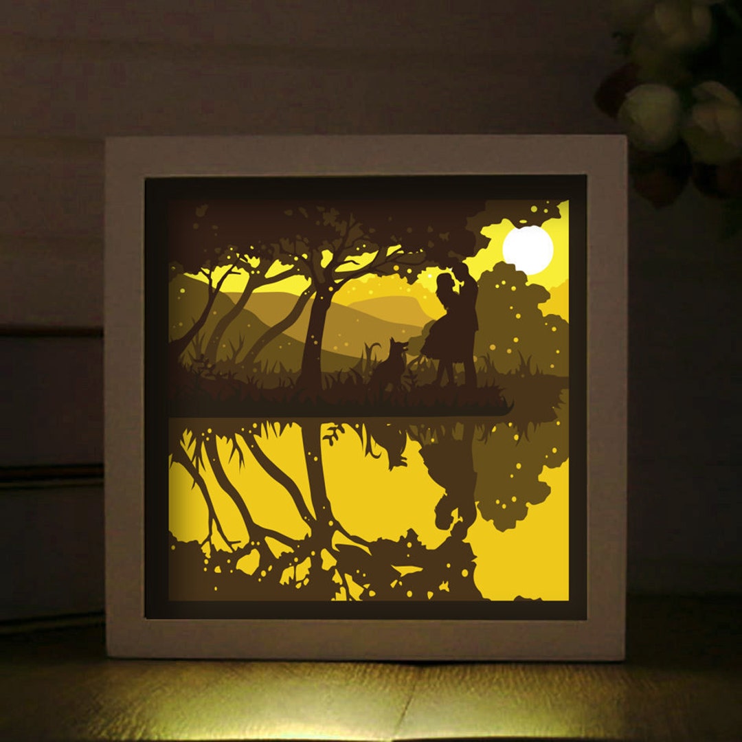 Couple Shadow Box Template: 3D Paper Cut Light Box SVG (digital ...