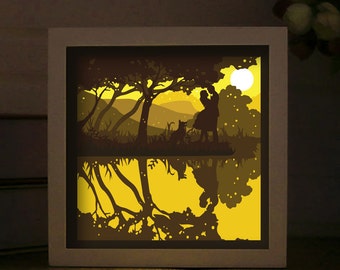 Couple Shadow Box Template: 3D Paper Cut Light Box SVG (Digital Download)