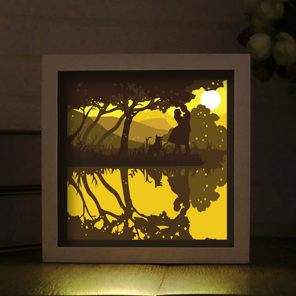 Couple Shadow Box, Love Light Box Template, SVG Digital Download Files, Shadow Box SVG, 3D Paper Cut Box