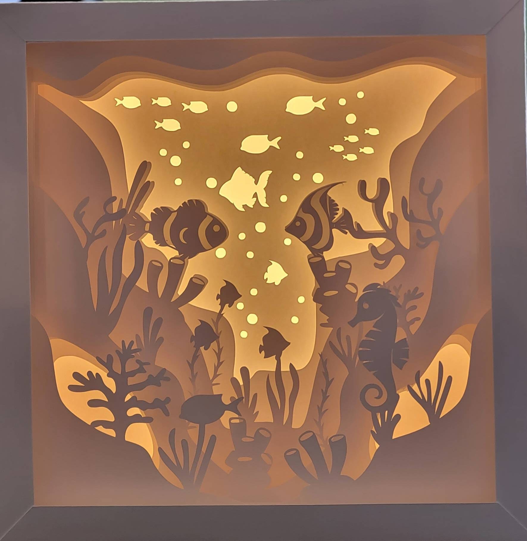 Ocean Fish Shadow Box SVG: 3D Layered Paper Cut Template (digital ...