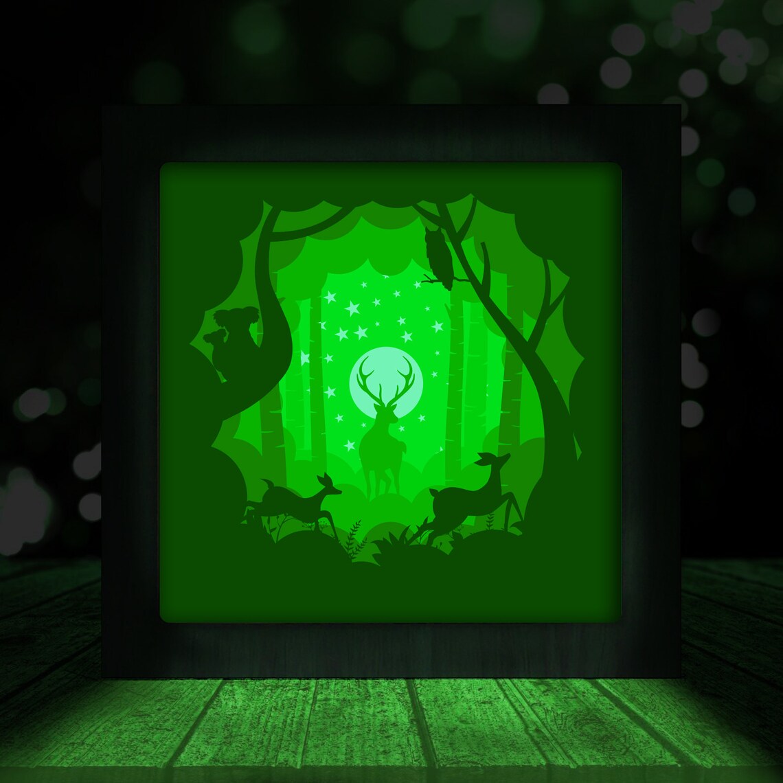King Deer Silhouette, Shadow Box SVG Paper Cut Light Box Template ...