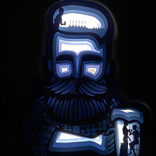 Barman,Beer drink , 3D Paper Cut Light Box Template, SVG Digital Download Files, Shadow Box SVG Digital Download Files, For Cricut