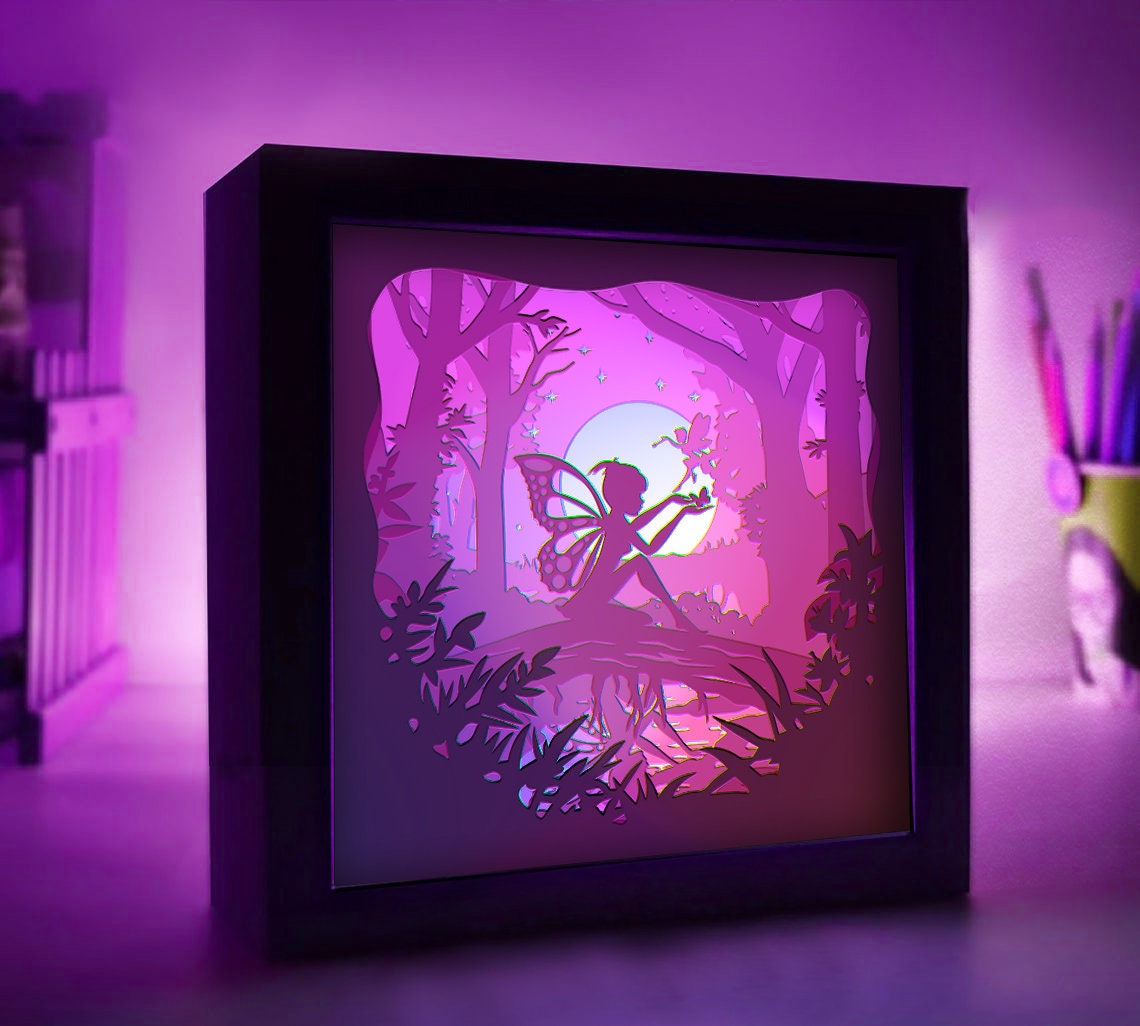 Fairy Moon Shadow Box Lightbox SVG Paper Cut Shadow Box Etsy