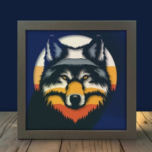 Plantilla de caja de luz 3D de corte de papel &quot;Bosque de Lobos&quot; (Descarga digital SVG)