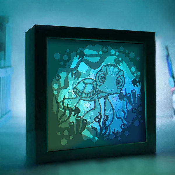 3D Sea Turtle, Caretta Shadow Box Template, SVG Digital Download Files, Shadow Box SVG Digital Download Files, For Cricut, 3d Layered Svg