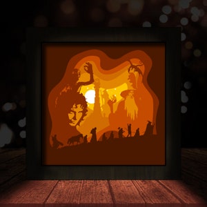 Senhor dos Anéis, modelo de caixa de luz com corte de papel 3D, download digital SVG, Shadow Box SVG, para Cricut, Hobbit, Gandalf