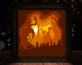 Herr der Ringe Schatten Box Vorlage: 3D Papierschnitt SVG (Digital Download)