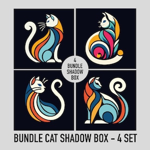 Cat 3D Layered SVG For Cardstock, 4 Cat Bundle, 3D Paper Cut Shadow Box Template, Cat Mandala Pop Art, Cat 3D Papercraft SVG, Shadow Box SVG