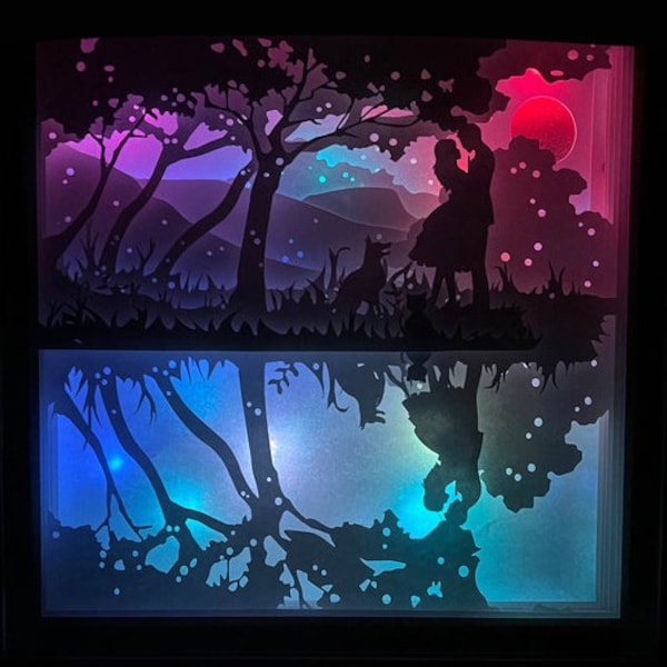 Couple Shadow Box, Love Light Box Template, SVG Digital Download Files, Shadow Box SVG, 3D Paper Cut Box