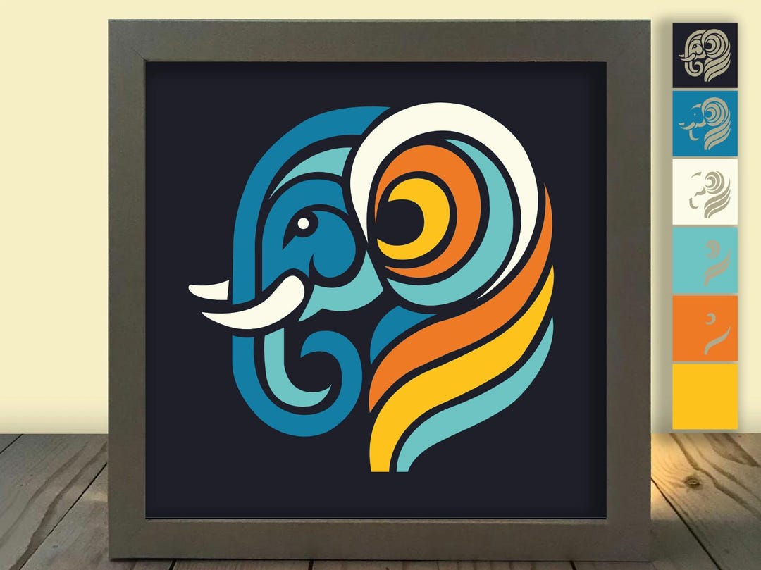 Elephant 3D Paper Cut Light Box Template: Safari Shadow Box SVG ...