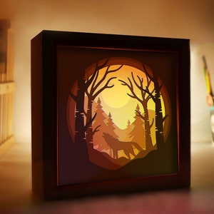 Wolf howl , 3D Paper Cut Light Box Template, SVG Digital Download Files, Shadow Box SVG Digital Download Files, For Cricut