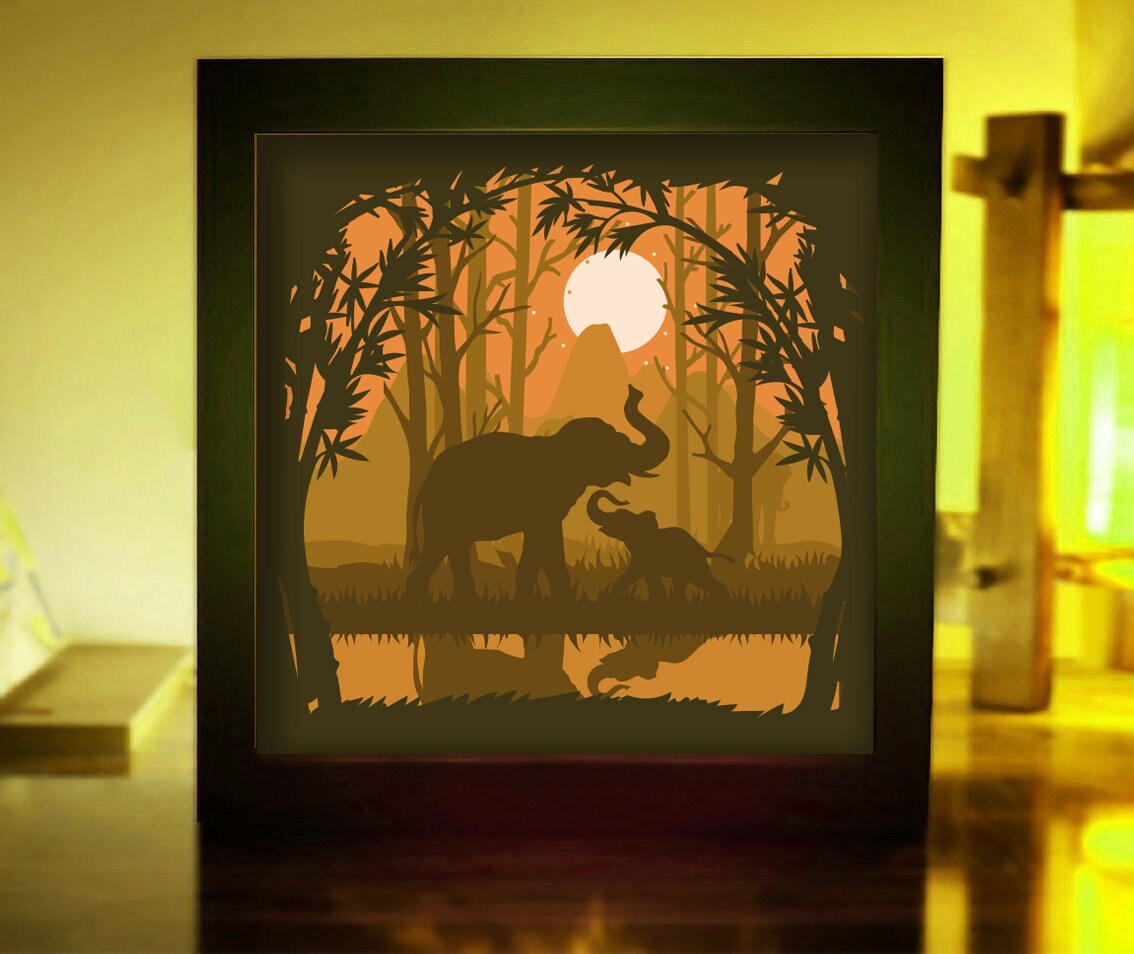 Free 314 Elephant Shadow Box Svg SVG PNG EPS DXF File Free 314 Elephant Shadow Box Svg SVG PNG EPS DXF File