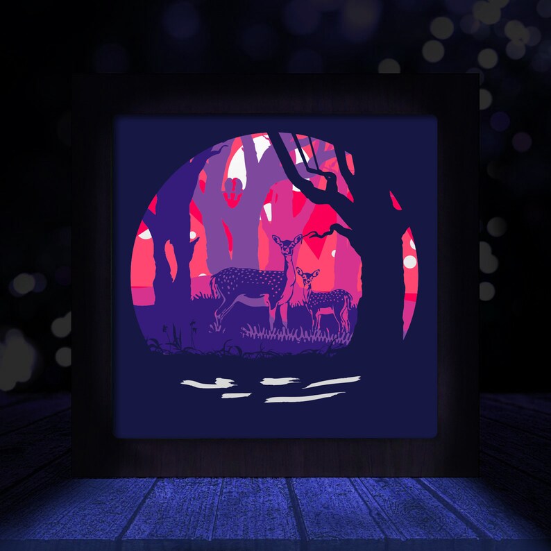 Download Deer Forest Printable Shadow Box Svg Digital Download Files 3d Paper Cut Light Box Template Svg Digital Download Files Art Collectibles Digital Lifepharmafze Com