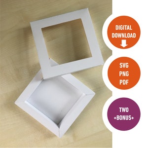 Cadre de stock de carte, modèle de boîte lumineuse découpée en papier, boîte d’ombre SVG, boîte d’ombre, boîte à papier 3D LightBox fichier SVG, Cricut, carte évolutive,