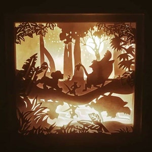 Rei Leão - Caixa de Luz 3D Quadrada Modelo de Corte de Papel SVG Arquivos Digitais para Download, Caixa de Sombra, Download Digital SVG, camada svg, arquivos Cricut