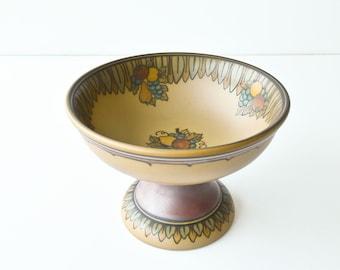 Hjorth Art Deco Obstschale Antike dänische Keramik Sockelschale Jugendstil Terrakotta Keramik Obstkorb Obstblatt Steinzeug Fußschale