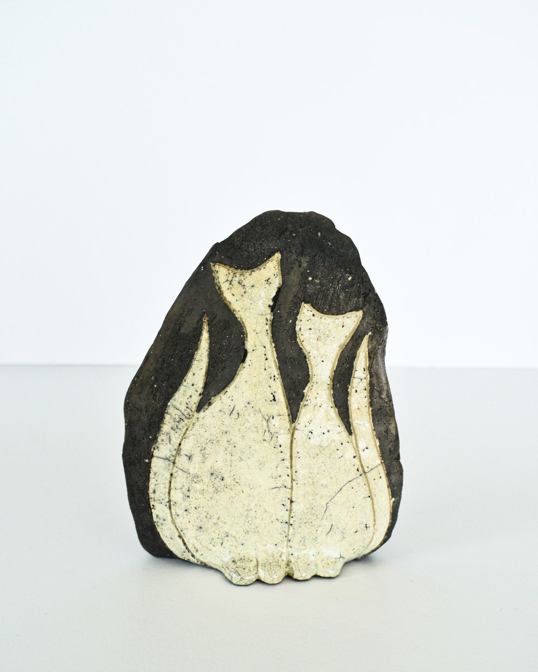 Handmade Raku Ceramic Cats Motif Stand Horse Hair Raku - Etsy