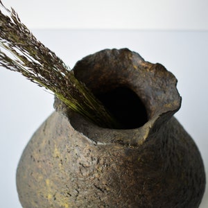 Brown Ruffled Paper Mache Vase Handmade Boho Scalloped Vase - Etsy