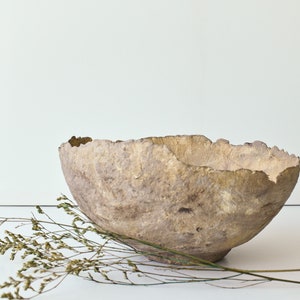 Vintage Brown Paper Mache Bowl, Handmade Boho Bowl or Planter, Indian Bowl, Papier Mache Vessel image 6