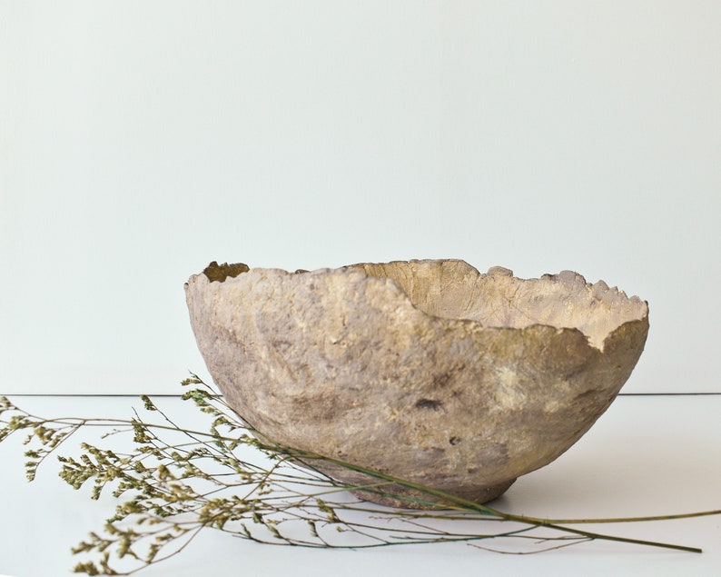 Vintage Brown Paper Mache Bowl, Handmade Boho Bowl or Planter, Indian Bowl, Papier Mache Vessel image 6