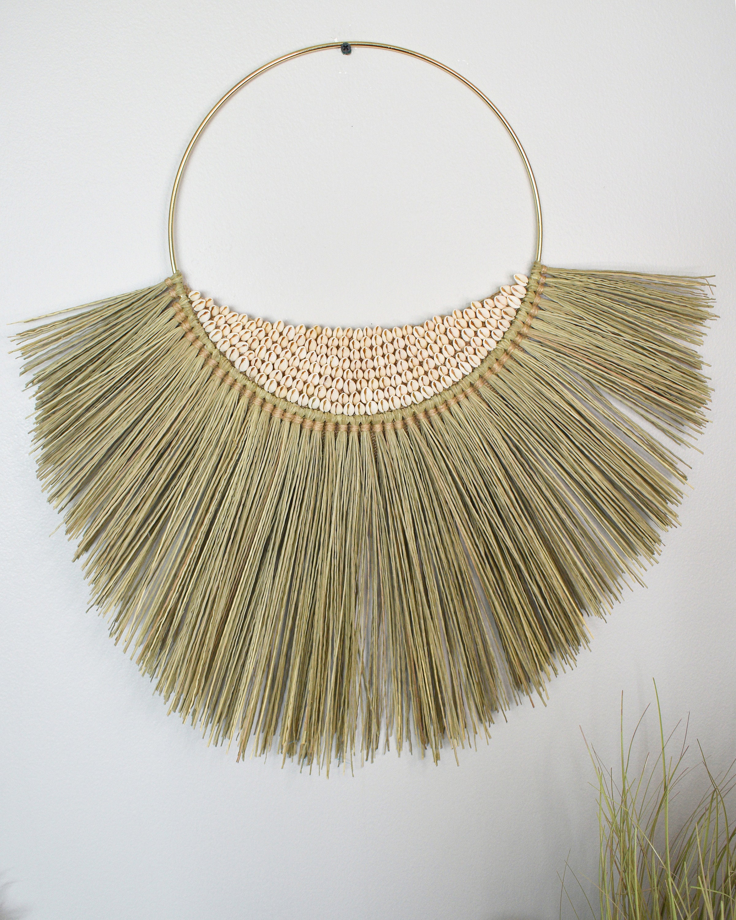 Seagrass and Seashells Wall Hanging Natural Raffia Wall Decor Etsy