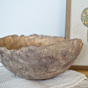 Vintage Brown Paper Mache Bowl, Handmade Boho Bowl or Planter, Indian Bowl, Papier Mache Vessel image 8