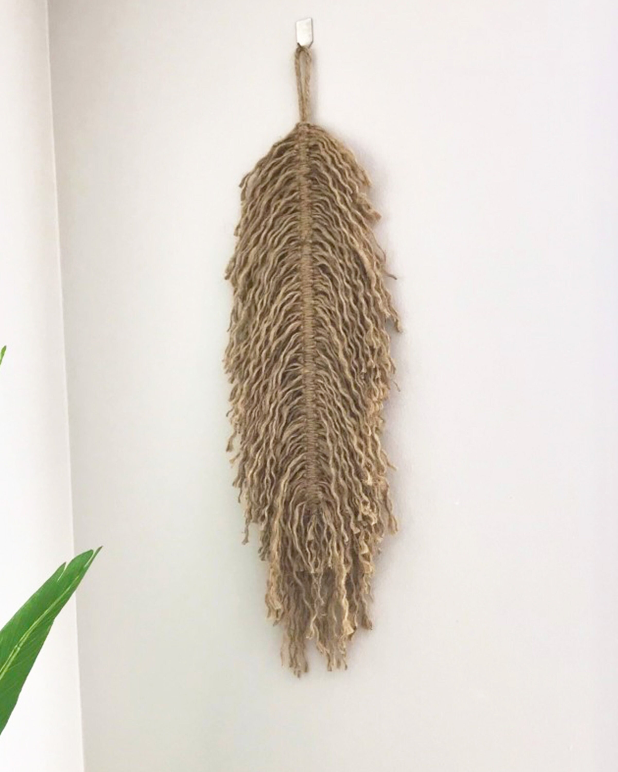 Minimalist Jute Feather Wall Art Decor Dried Wheat Leaf Art Etsy