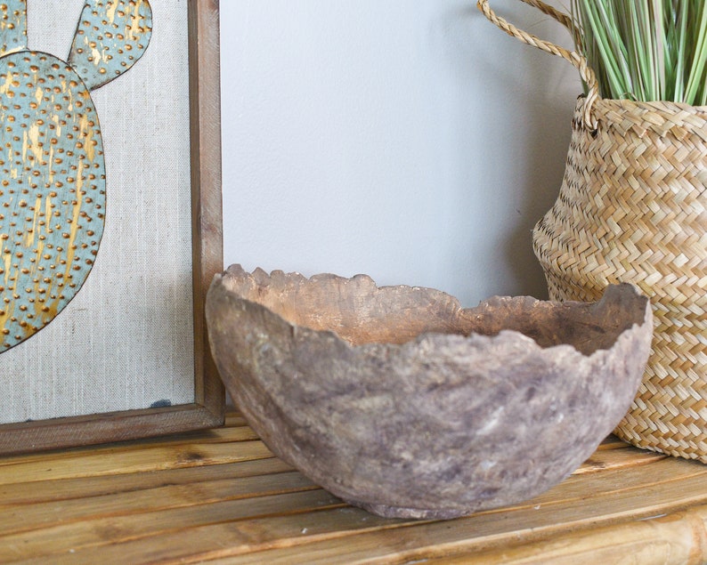 Vintage Brown Paper Mache Bowl, Handmade Boho Bowl or Planter, Indian Bowl, Papier Mache Vessel image 10