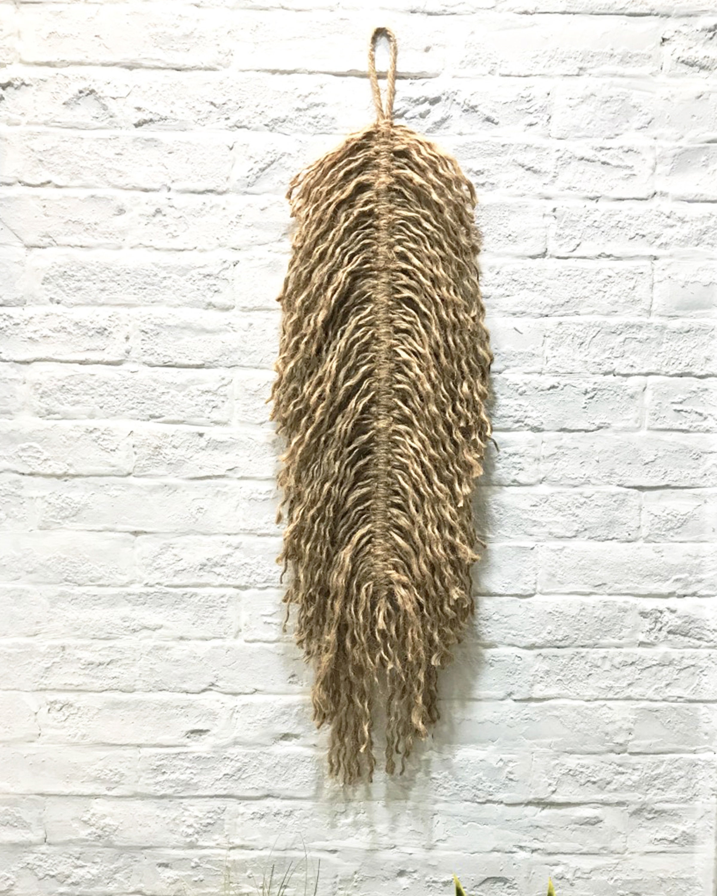 Minimalist Jute Feather Wall Art Decor Dried Wheat Leaf Art Etsy