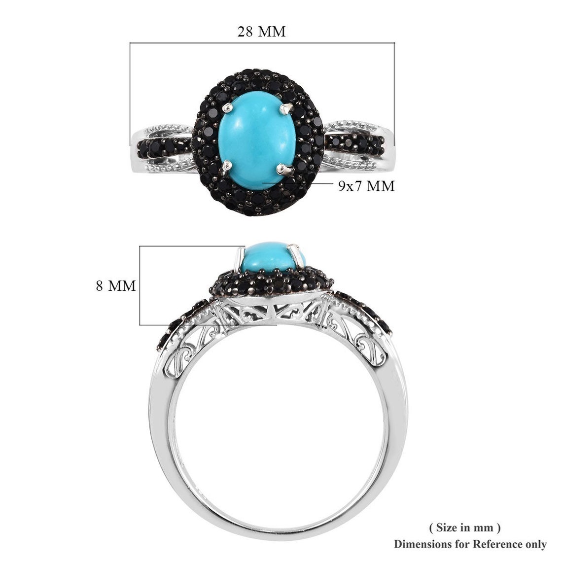 Turquoise Ring in White Gold Plated Sterling Silver Etsy