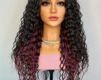 Ombre Loose Deepwave Human Hair Wig/long Curly Human Hair 
