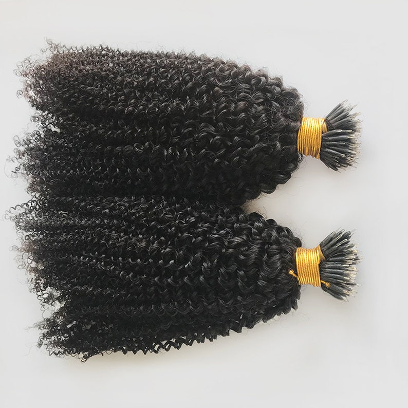 100 Strands/pack Curly Nano Ring Hair Extension Kinky Curly Micro Link