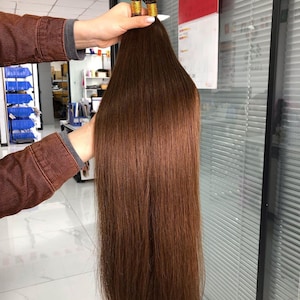 100 Stränge / Packung Seide Gerade I Spitze Haarverlängerungen Microlink Echthaar Schokolade Braun Brasilianisches Remy Haar Bulk Bundles Für Frauen